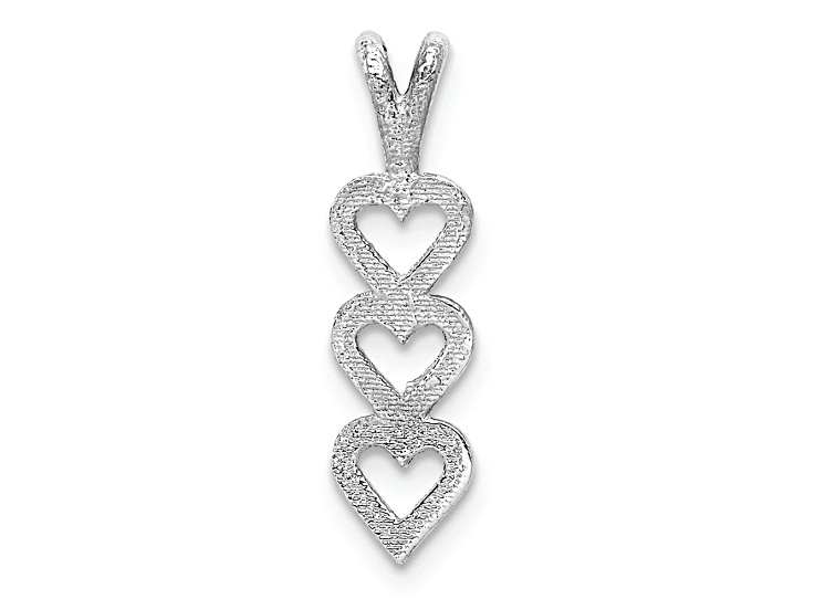 Rhodium Over 14k White Gold Textured Triple Heart Pendant