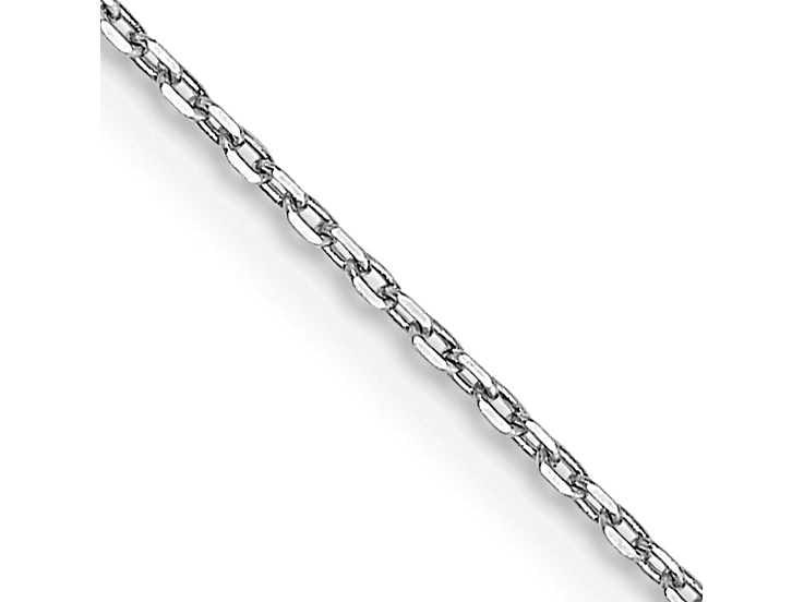Rhodium Over 10k White Gold 0.8mm Diamond-Cut Cable 22 Inch Chain