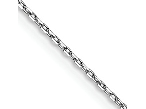 Rhodium Over 10k White Gold 0.8mm Diamond-Cut Cable 24 Inch Chain