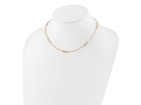 14K Yellow Gold Diamond-cut Paperclip Link 16-inch with 2-inch Ext. Necklace