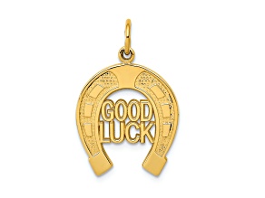 14k Yellow Gold Textured Horseshoe Good Luck Pendant