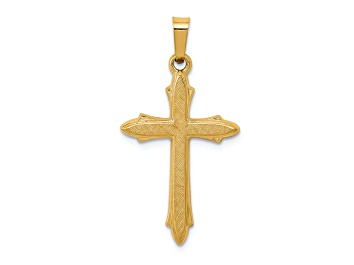 Picture of 14k Yellow Gold Textured and Polished Passion Cross Pendant