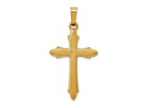 14k Yellow Gold Textured and Polished Passion Cross Pendant