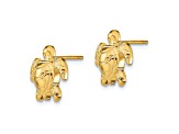 14k Yellow Gold Textured Turtle Stud Earrings