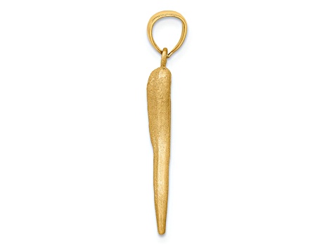 14k Yellow Gold Solid Diamond-cut Italian Horn Pendant