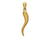 14k Yellow Gold Solid Diamond-cut Italian Horn Pendant