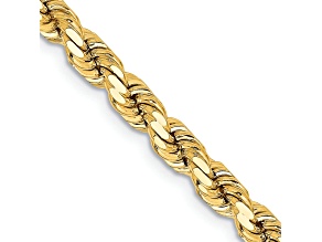 14k Yellow Gold 4.25mm Solid Diamond-Cut Rope 16 Inch Chain