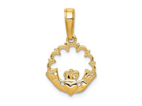 14k Yellow Gold Polished Claddagh Pendant