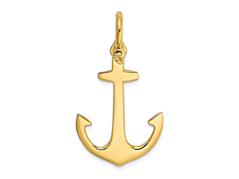 14k Yellow Gold 3D Polished Anchor Pendant