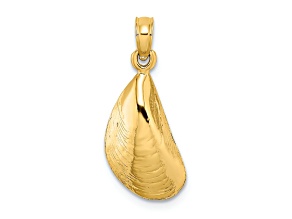 10K Yellow Gold 2D Polished Mussel Shell Charm