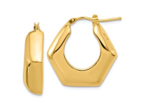 14K Yellow Gold 15/16" Polished Hoop Earrings