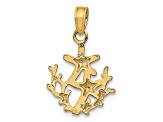 14k Yellow Gold Textured Mini Double Starfish and Coral Charm