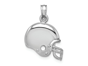 Rhodium over 14k White Gold Football Helmet Pendant