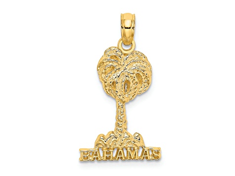 14k Yellow Gold Textured Bahamas Palm Tree Charm