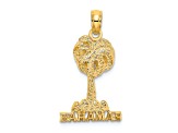 14k Yellow Gold Textured Bahamas Palm Tree Charm