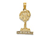 14k Yellow Gold Textured Bahamas Palm Tree Charm