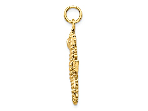 14k Yellow Gold Textured Seahorse Pendant