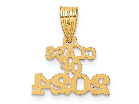 14K Yellow Gold Polished Block CLASS OF 2024 Charm