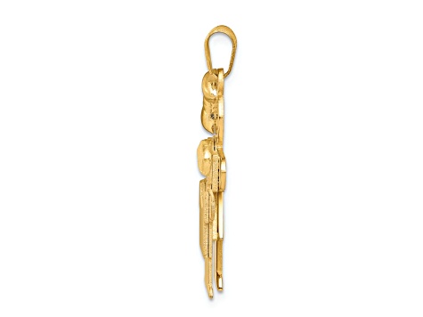 14k Yellow Gold Satin Big Girl and Little Boy Charm