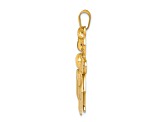 14k Yellow Gold Satin Big Girl and Little Boy Charm