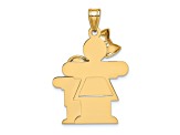 14k Yellow Gold Satin Big Girl and Little Boy Charm