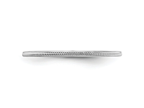 Rhodium over 10K White Gold 1.2mm Milgrain Stackable Expressions Band