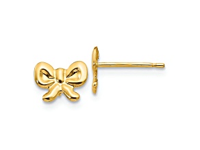 14K Yellow Gold Bow Post Earrings