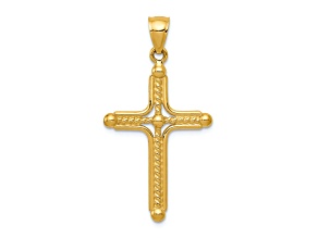 14k Yellow Gold Polished Braided Cross Pendant