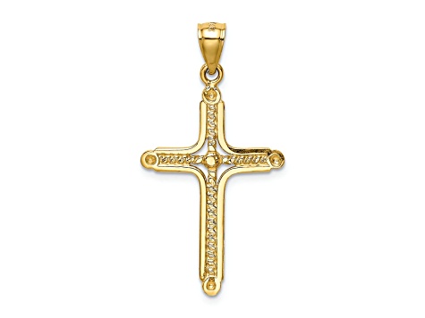 14k Yellow Gold Polished Braided Cross Pendant