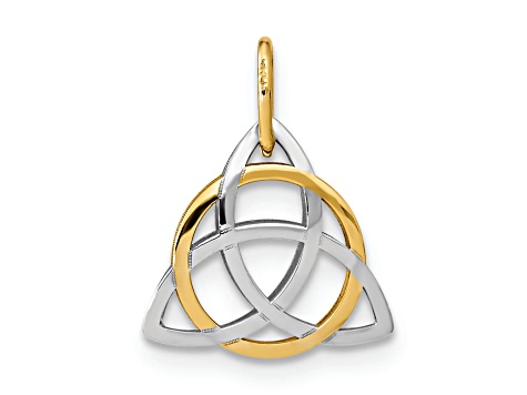 14K Yellow Gold with White Rhodium Polished Celtic Pendant