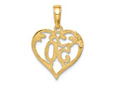 14k Yellow Gold Textured 50 in Heart Cut-out Pendant