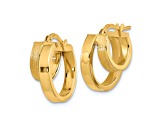14K Yellow Gold 11/16" Polished and Brushed Square Tube Double Hoop Earrings