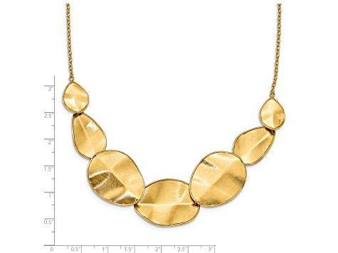 14K Yellow Gold Polished Textured with 2-inch Extension Necklace