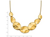 14K Yellow Gold Polished Textured with 2-inch Extension Necklace