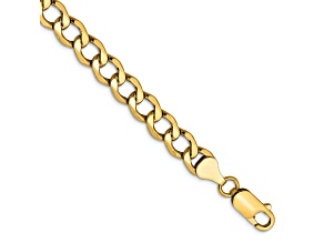 14k Yellow Gold 6.5mm Curb Link Bracelet, 7 Inches