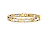 14K Yellow and White Gold High Polished 8.5-inch Men's Link Bracelet