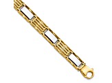 14K Yellow and White Gold High Polished 8.5-inch Men's Link Bracelet