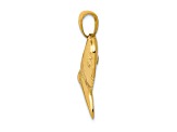 14k Yellow Gold Solid 3D Polished Shark Tooth Pendant