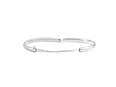 14K White Gold Baby Bangle Bracelet with Snap Box Clasp, 5.5 Inches.