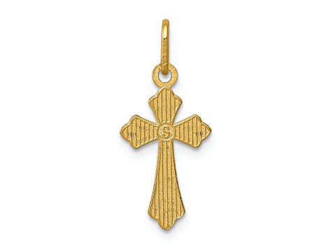 14K Yellow Gold Polished Diamond-cut Small Cross Charm