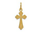 14K Yellow Gold Polished Diamond-cut Small Cross Charm