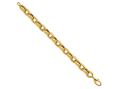 14K Yellow Gold 11.5mm Open Link Cable 8 inch Bracelet