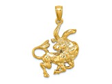 14k Yellow Gold 3D Textured Large Taurus Zodiac pendant