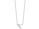 Rhodium Over 14k White Gold Sideways Diamond Initial A Pendant Cable Link 18 Inch Necklace