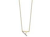 14k Yellow Gold and Rhodium Over 14k Yellow Gold Sideways Diamond Initial A Pendant 18 Inch Necklace