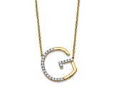 14k Yellow Gold and Rhodium Over 14k Yellow Gold Sideways Diamond Initial G Pendant 18 Inch Necklace