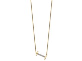 14k Yellow Gold and Rhodium Over 14k Yellow Gold Sideways Diamond Initial I Pendant 18 Inch Necklace