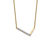 14k Yellow Gold and Rhodium Over 14k Yellow Gold Sideways Diamond Initial L Pendant 18 Inch Necklace