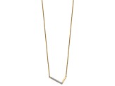 14k Yellow Gold and Rhodium Over 14k Yellow Gold Sideways Diamond Initial L Pendant 18 Inch Necklace