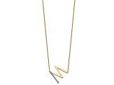 14k Yellow Gold and Rhodium Over 14k Yellow Gold Sideways Diamond Initial M Pendant 18 Inch Necklace